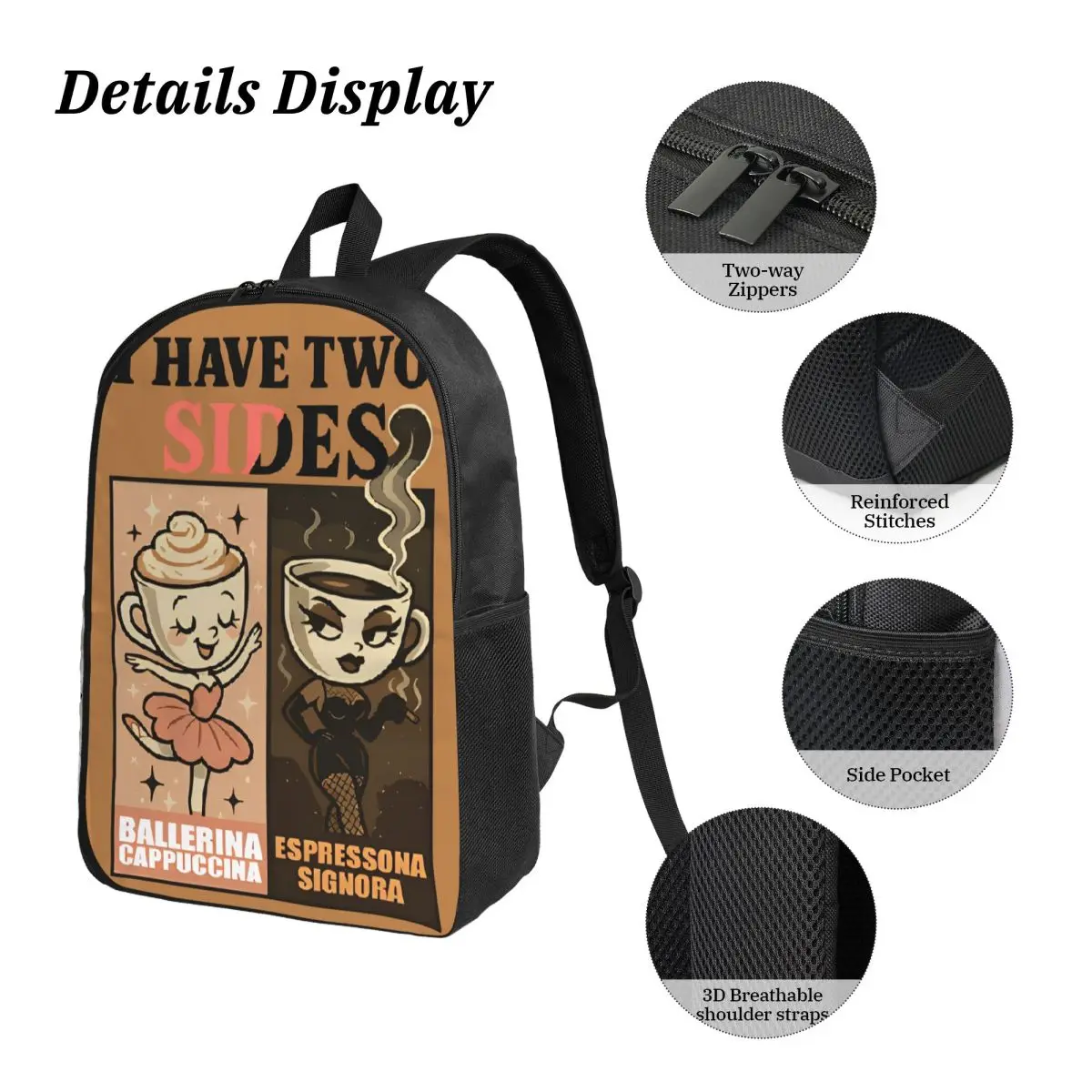 3 قطعة/المجموعة لدي الجانبين راقصة الباليه كابتشينا على ظهره للبنين بنات الدماغ المدرسة الثانوية حقيبة كتف حقيبة الغداء مقلمة