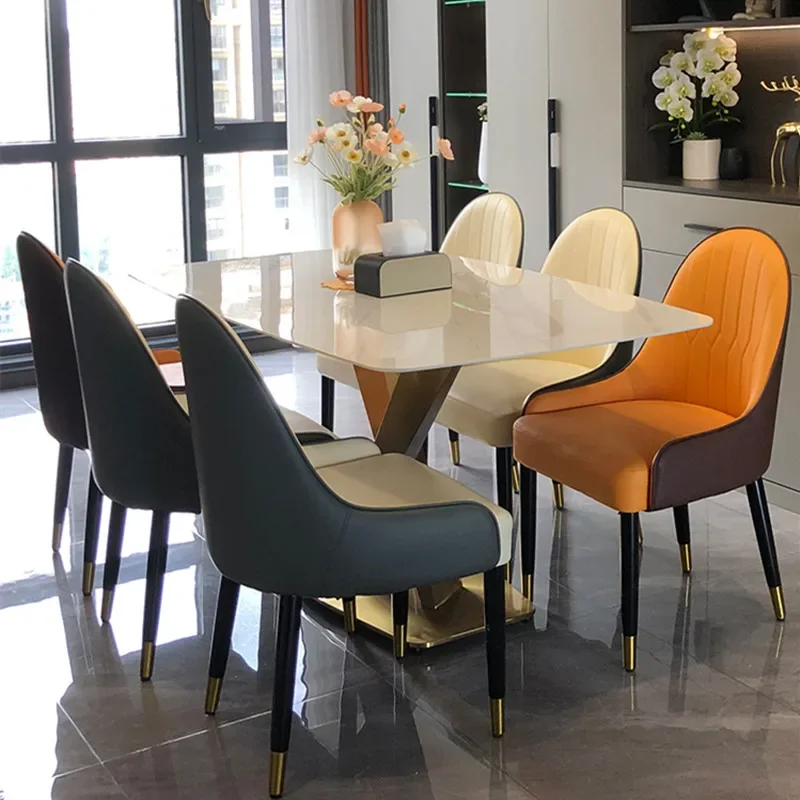 Luxury Italian Leather Dinner Dining Table And Chairs 6 Luxury Dinning Chairs Modern Marble Dining Room Furniture Table Set