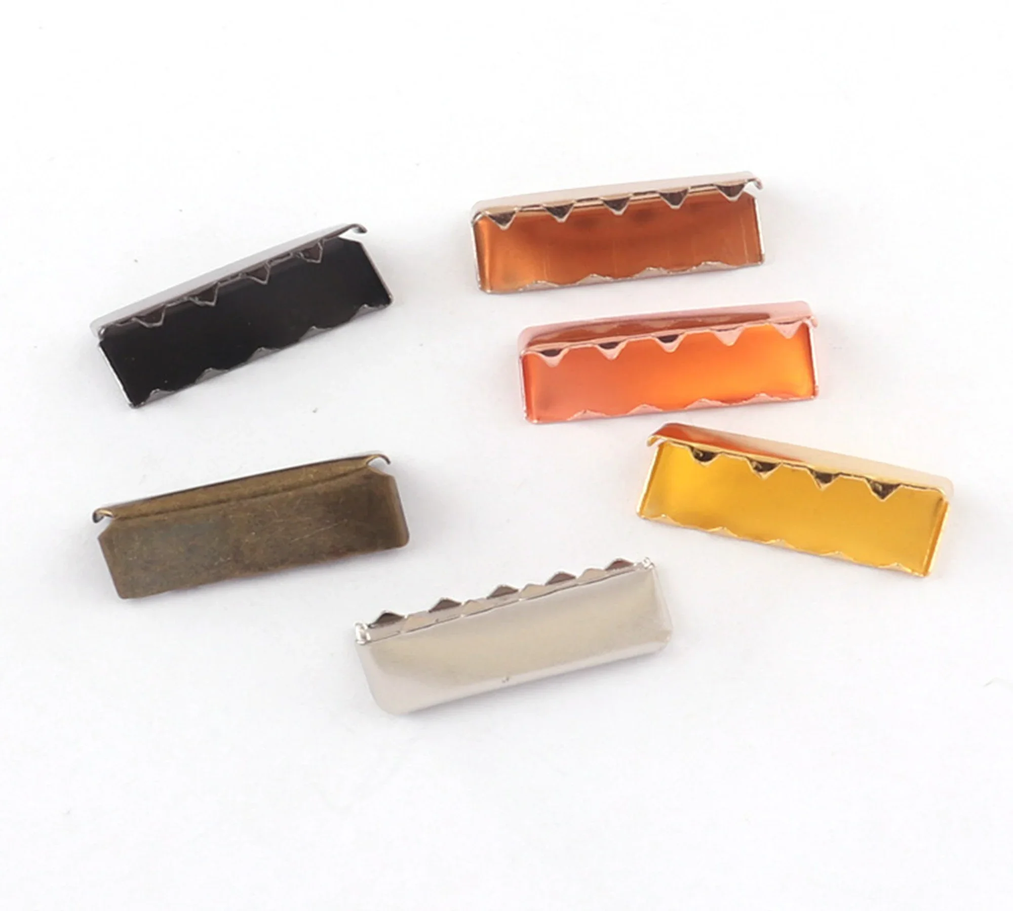 50Pcs Silver/Gold/Rose Gold/Gunmetal/Bronze Belt Buckle End Tips Metal belt ends 25mm(1\'\') webbing end caps nickel belt finished