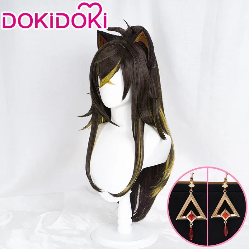 재고 있음 Dehya 가발 게임 Genshin Impact DokiDoki Dehya 코스프레 가발 Genshin Impact Dehya 코스프레 긴 머리 모피 푹신한 귀 Sumeru