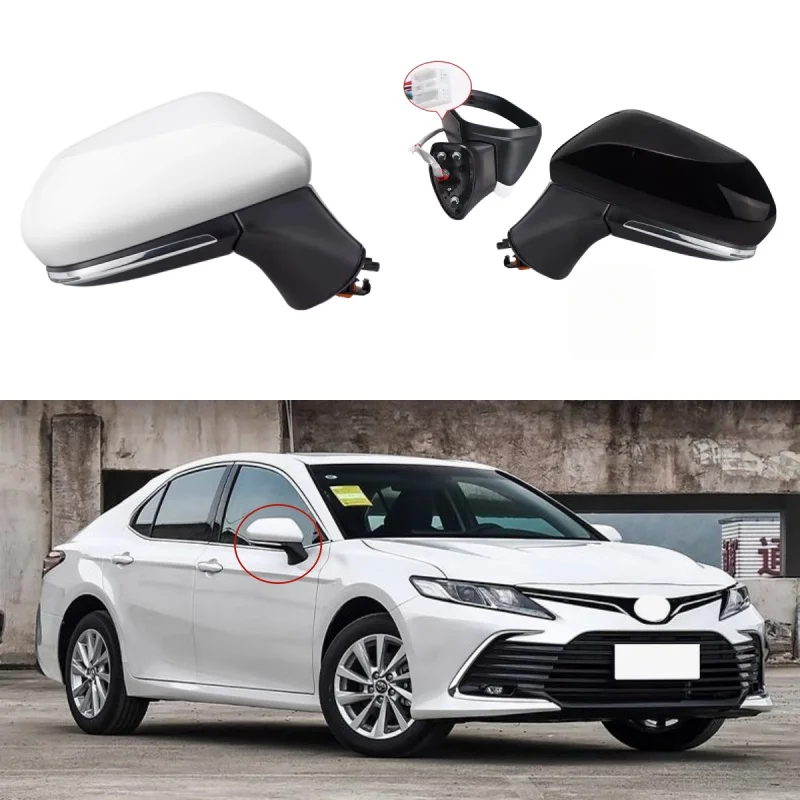

For Toyota Camry 2018 2019 2020 2023 Left Side 8 Pins Black Painted Heated Power Adjust Blind Spot Mirror Assembly