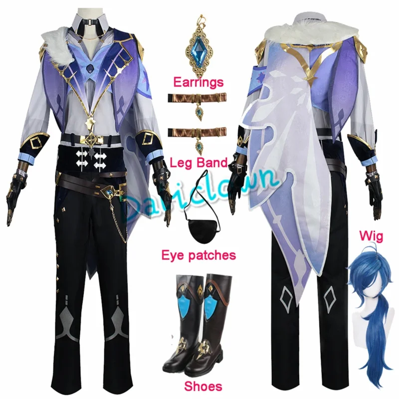 Genkr Impact Kaeya Cosplay Costume pour Hommes et Femmes, Uniforme, Perruque, Jeu Anime, Tenue, Chaussures, Ensemble Complet, Comic Con, ixd'Halloween, MS5