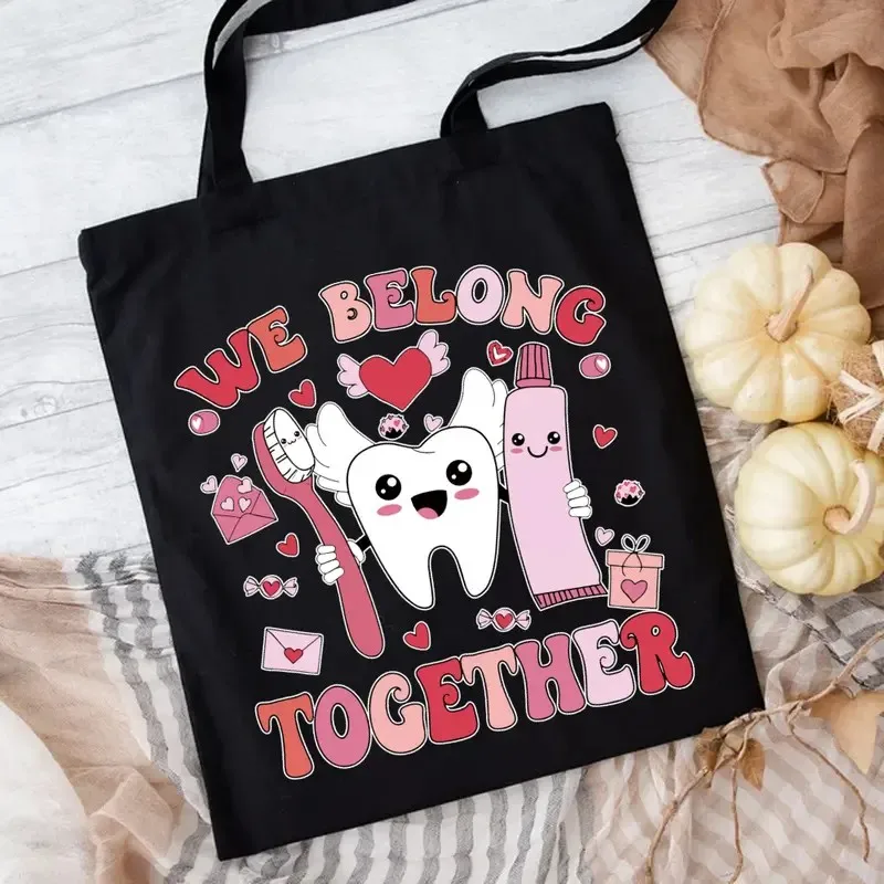 

Забавная сумка-тоут для отрядка зубов, подарок для стоматолога с персонажами зубов в шляпах, сверхпрочная сумка для стоматологического помощника для работы, школы, путешествий