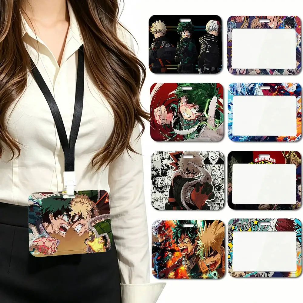 My Hero Academia ID Card Sleeve Durable Work Card Holder With Neck Strap Business ID Cover For Employees