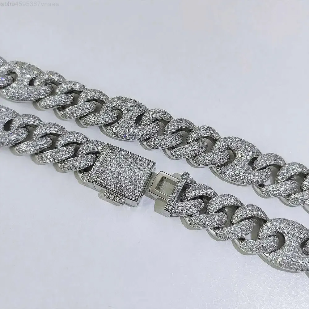 

Модное ювелирное изделие в стиле хип-хоп, ожерелье в стиле рэпера, Iced Out, муассанит, бриллиант, кубинское звено, 15 мм, стерлинговое серебро, Майами, кубинская цепочка