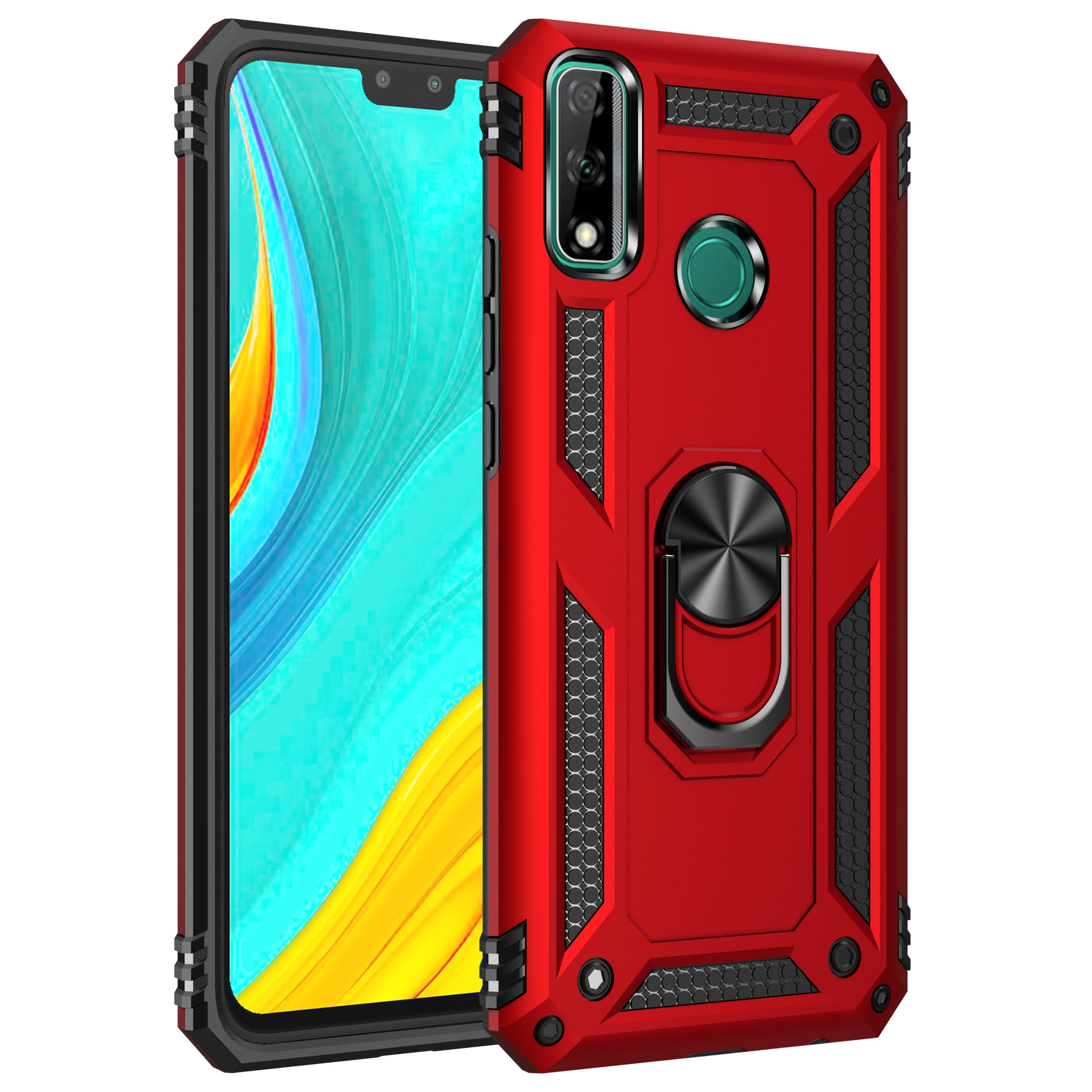 Armored 2-in-1 Fall-proof Case for Huawei Y5 Y6 Y7 Y8S Y9prime 2019 P40 P30 P20 Lite Pro Mate 20 Nova 5T Ring Stand Phone Case