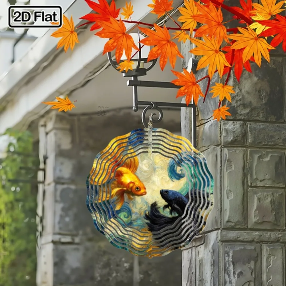 Bohemian 360° Rotating Metal Wind Spinner for Garden Patio Decor Soothing Feng Shui Gift for Pisces Zodiac Lovers