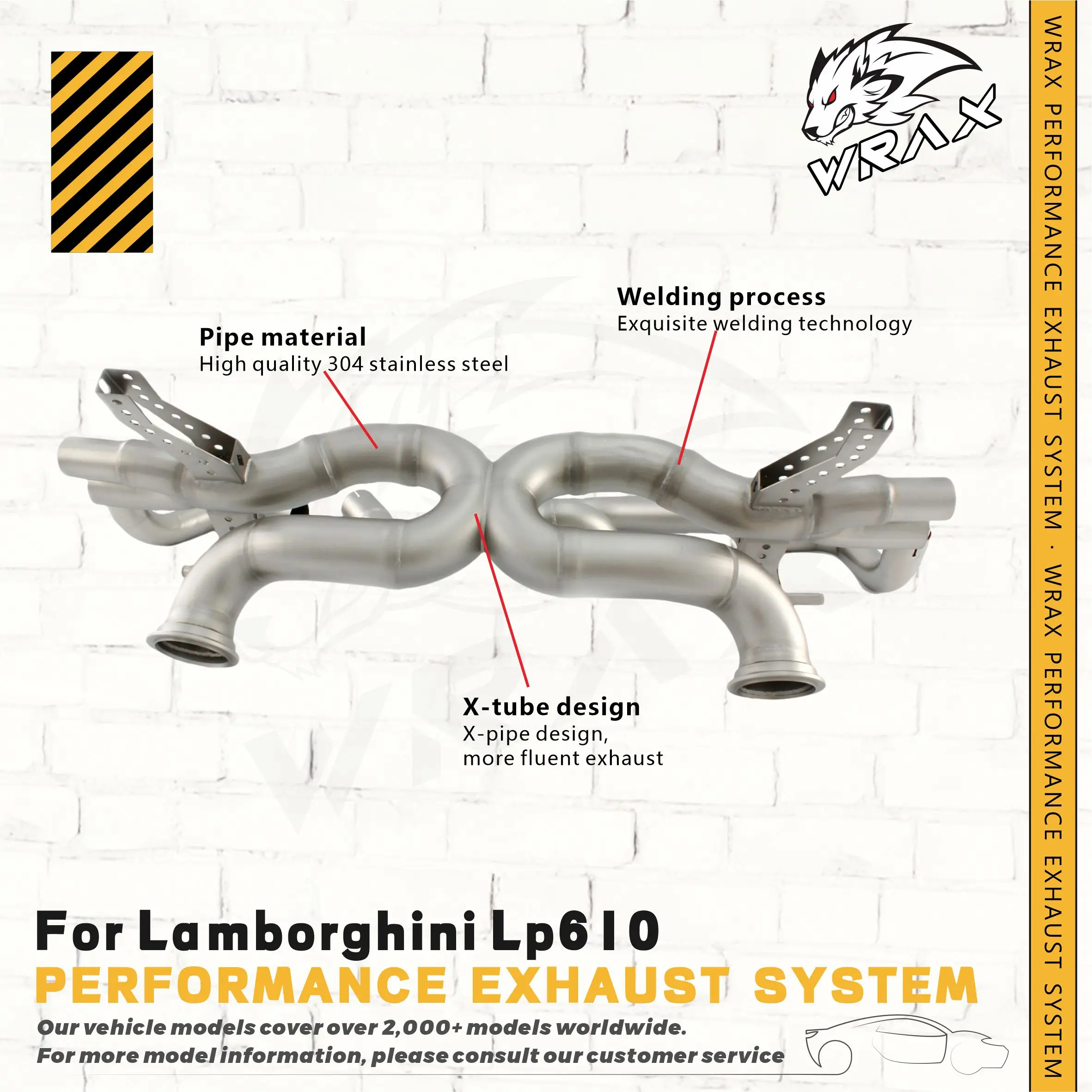 

WRAX Supercar Metal Roar SS304 Прямой через Catback для Lamborghini LP610 Модернизированная рентгеновская конструкция Гладкая выхлопная труба