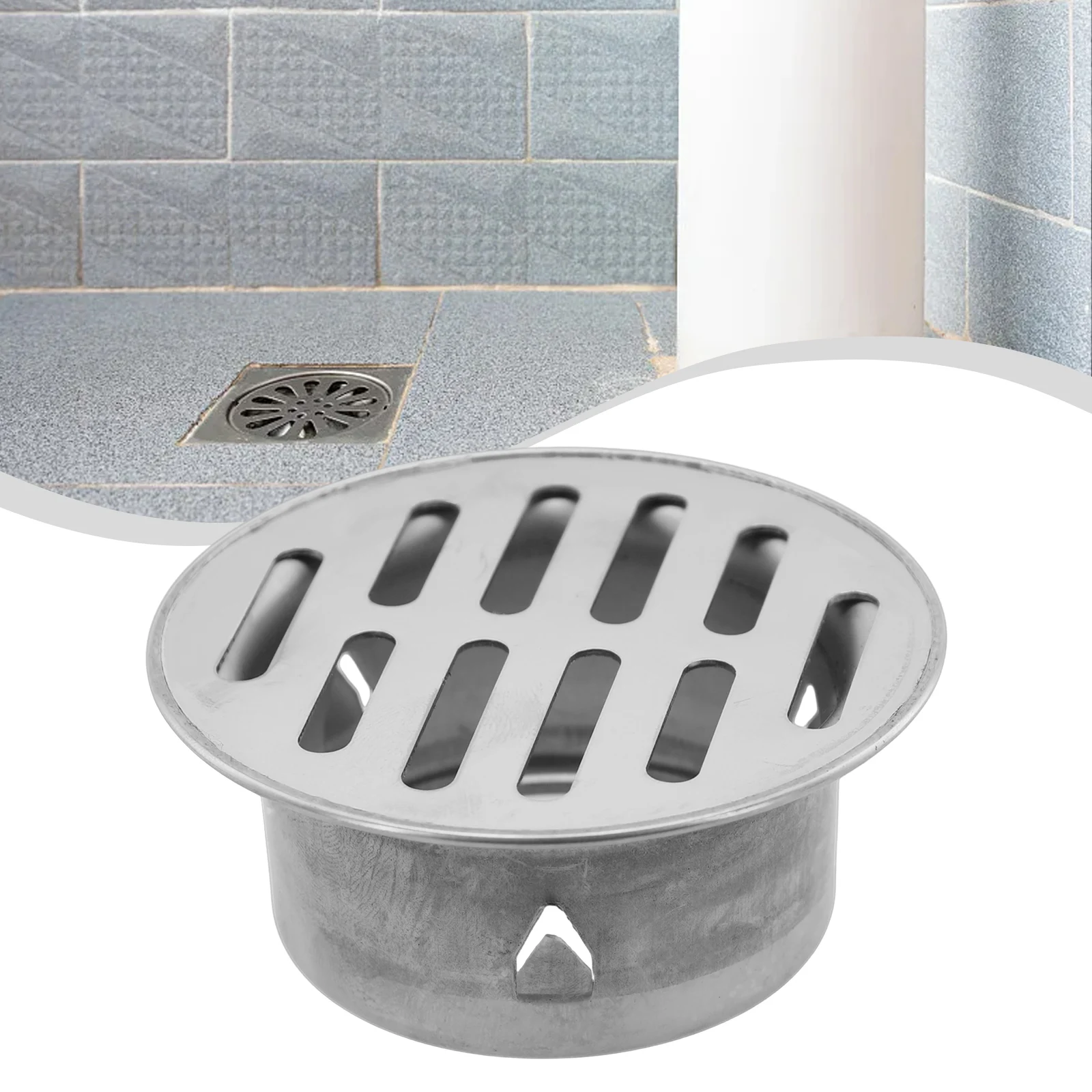 Cover Floor Drain Balcony Floor Drain Silver Deodorant Displacement Thickened for durable for exhaust Pipe End Hollow Design