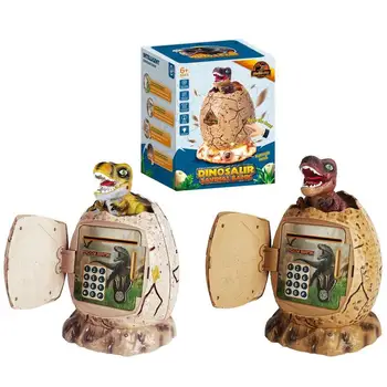 Cartoon dinosaur money bank 3 in 1 code lock fingerprint password electronic money saving box automatic scroll Pape music box gift