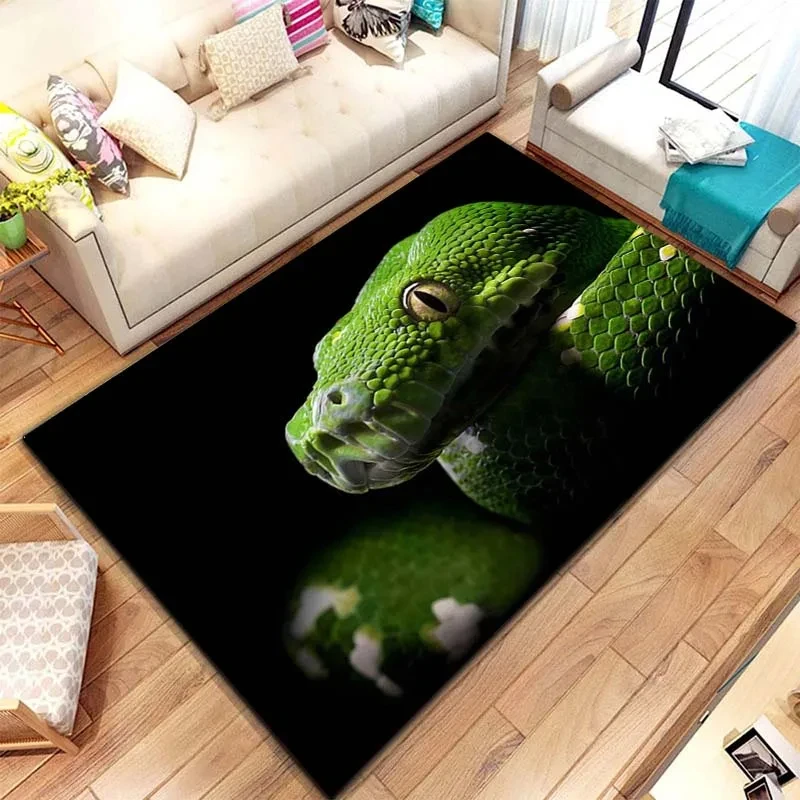 Green Horrible Snake Pet Area Rug,Carpet for Living Room Bedroom Sofa Doormat Kitchen Decoration,Non-slip Floor Mat Gift