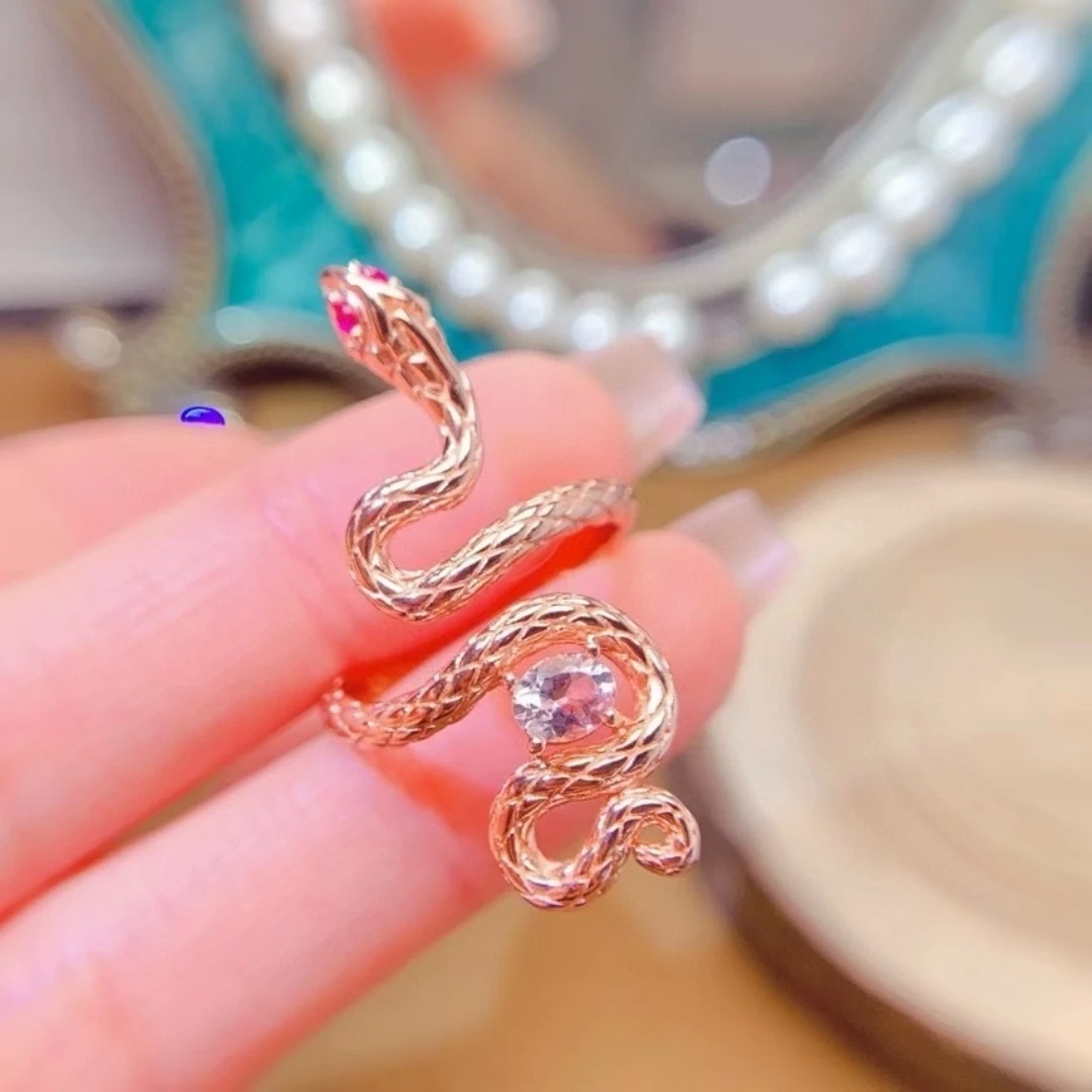 

KJJEAXCMY High End Women's Ring Natural Morganite S925 Silver with Electroplating Boasting High Clarity Full Brilliance Gift