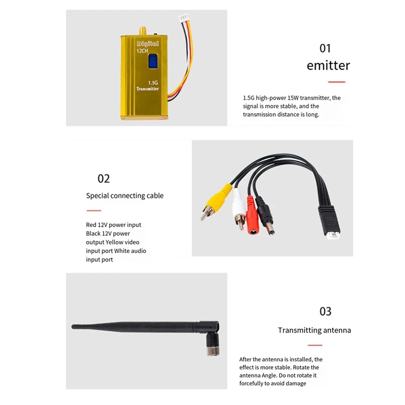 Trasmettitore audio video 1.5G 1.5W FPV VTX 12CH 1500Mw per drone RC Quadcopter FPV