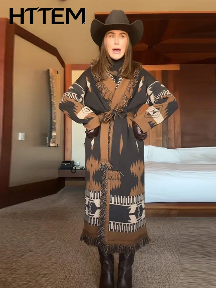 Tassel Fringe Trim - 태슬 프린트 여성용 롱 가디건 시크