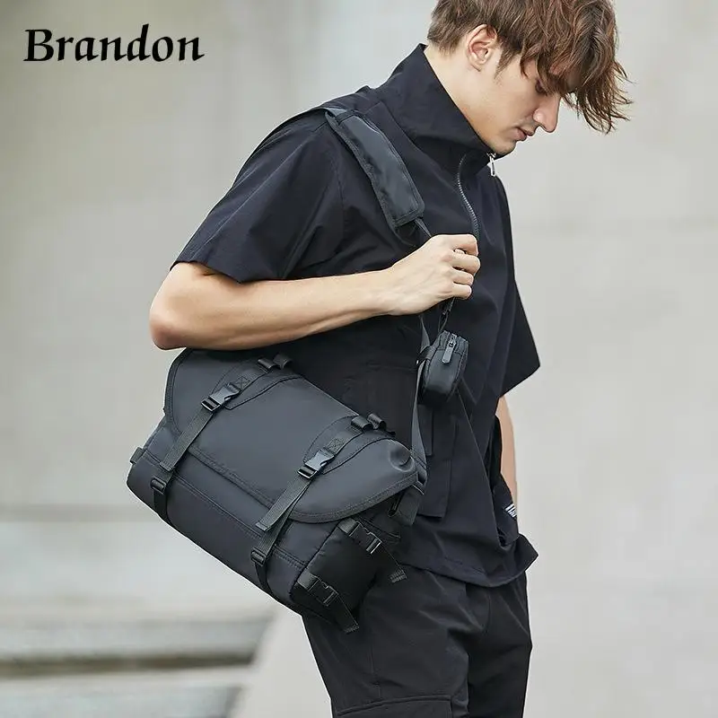 

High quality men's versatile crossbody bag trendy brand one shoulder backpack workwear mailman bag casual large capacity