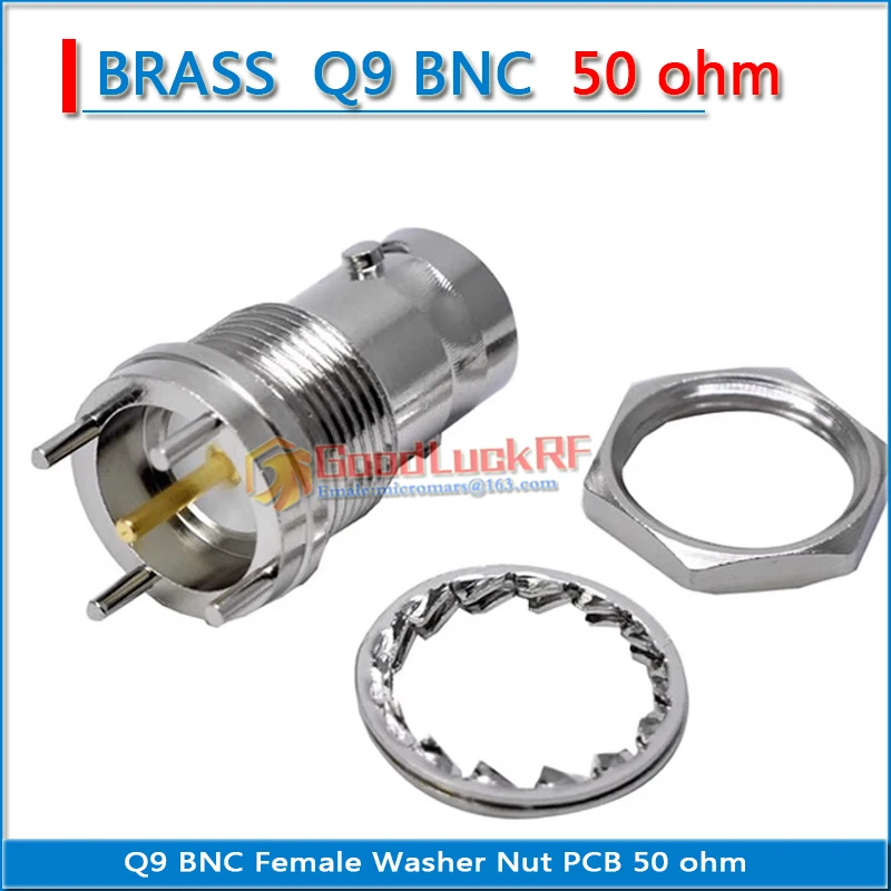 Q9 BNC Female O-ring Bulkhead Washer Nut Plug solder cup PCB 4 needle Welding panel 50 ohm Copper RF Connector Adapter