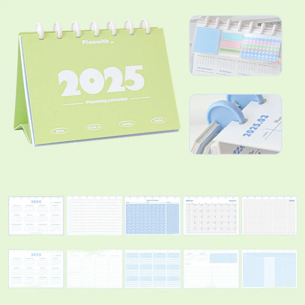 

Mushroom Button 2025 Desk Calendar Standing Flip Daily Monthly Learning Plan Desk Calendar Spiral Planning Agenda Organizer