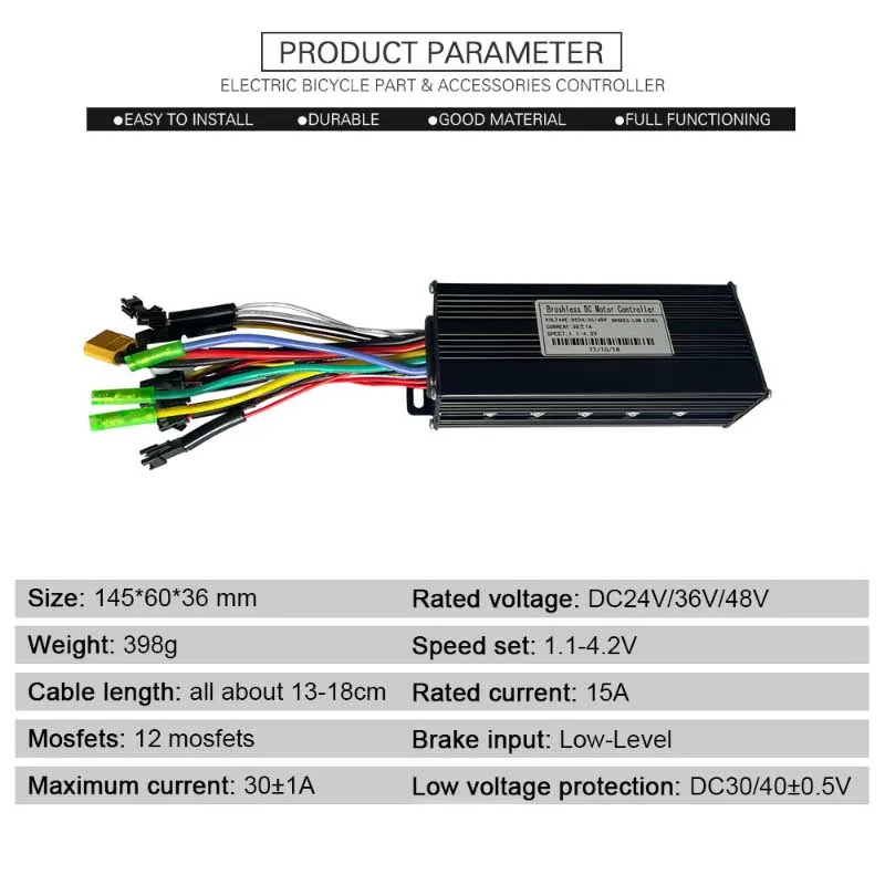 Lithium Battery Modified Electric Scooter Accessories 24V36V48V 30A 750W/1000W Sine Wave 3-Mode Controller Waterproof Connector