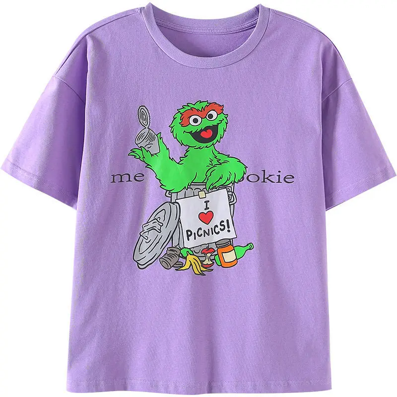 Summer School Kids Loose Cotton Cartoon Shower Tee Tops Baby and Girls Short-Sleeved Base Layer T-Shirt Child Outerwear 1-16Yrs