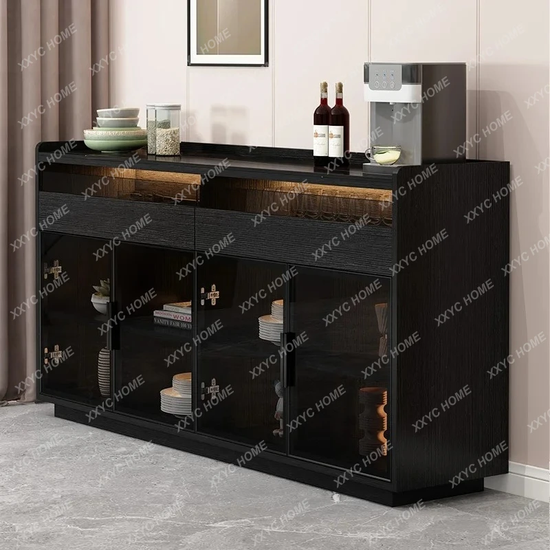Stone Plate Sideboard Cabinet Living Room Multi-Functional Storage Kitchen Glass Door Bar Counter Tea Cabinet