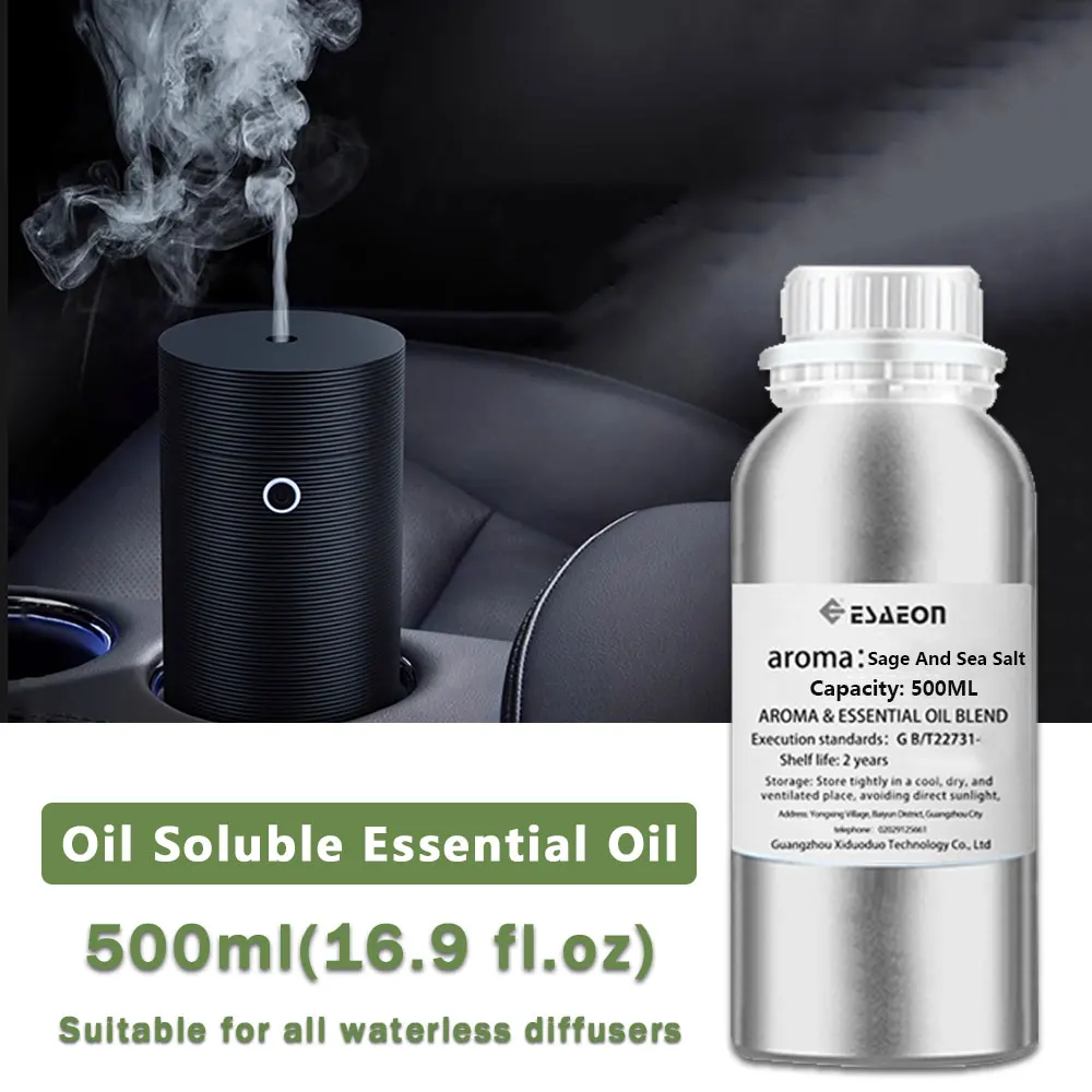 

ESAEON 500ml (16.9 fl.oz) Sage And Sea Salt/Hilton Essential Oils - Diffuser Supplement Perfume Oil, For Aroma Fragrance Machine