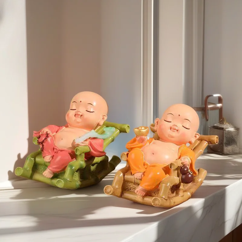 Resin Little Maitreya Figurine Decoration Resin Sculpture Cute Home Room Office Car Cute Wealth Luck Feng Shui Decor Statue