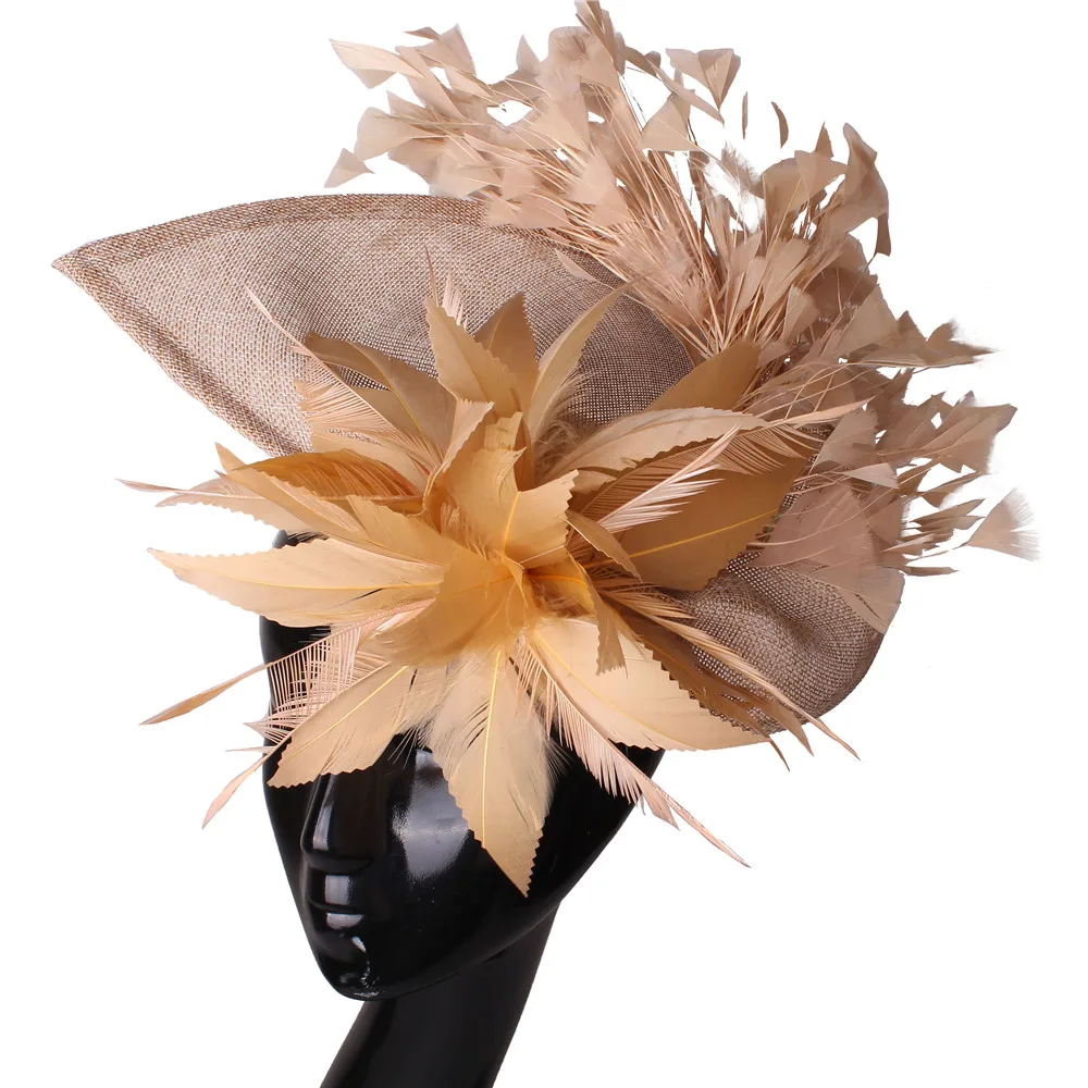 Charmante orange Feder Hochzeit Haars pangen Fascinators Hut Blume Braut Kopf bedeckung Schleier Frauen Party verheiratet Haar Zubehör syf678 – Detail 15