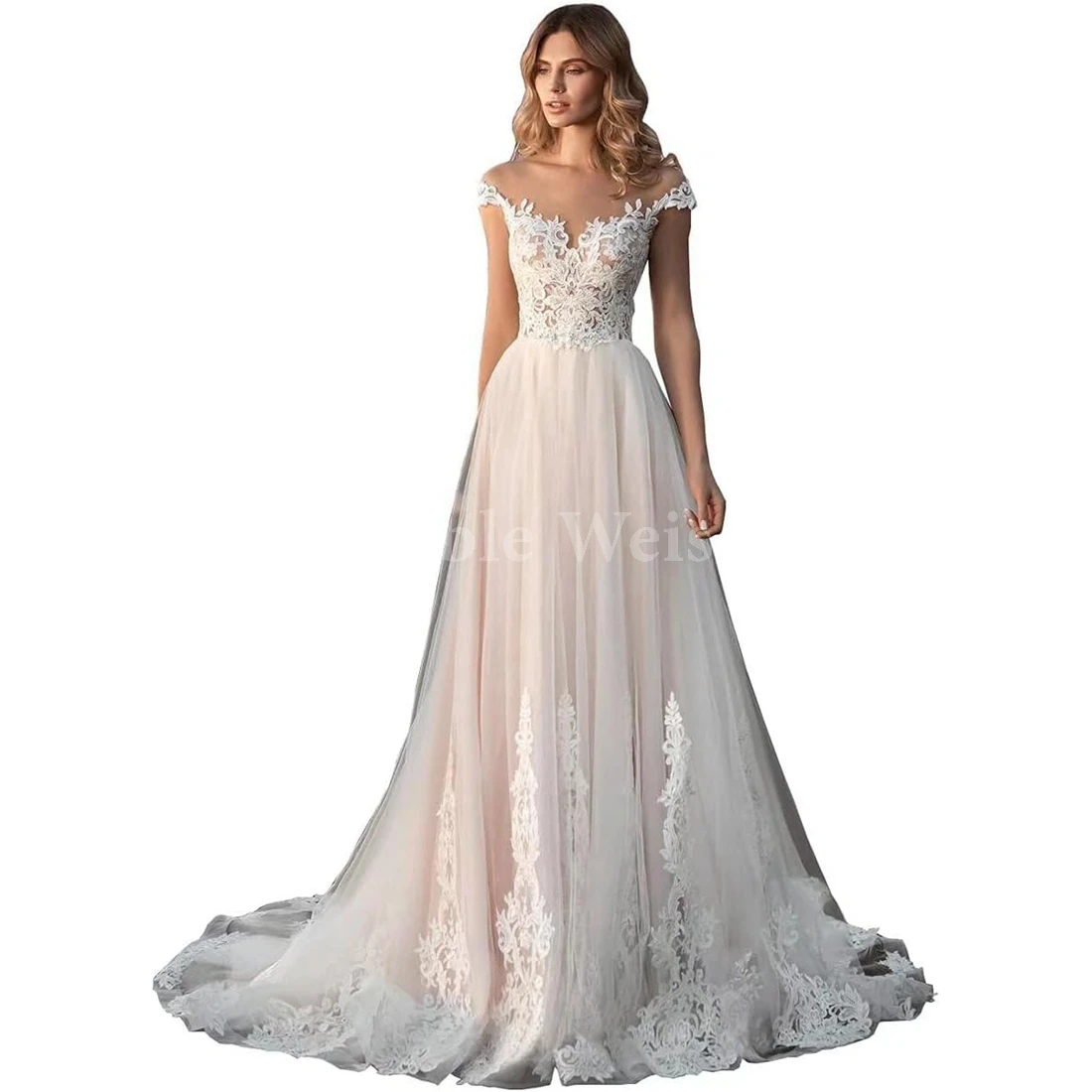 

Exquisite Tulle Wedding Dresses A-LINE Appliques Bride Lace Bridal Gowns Customize