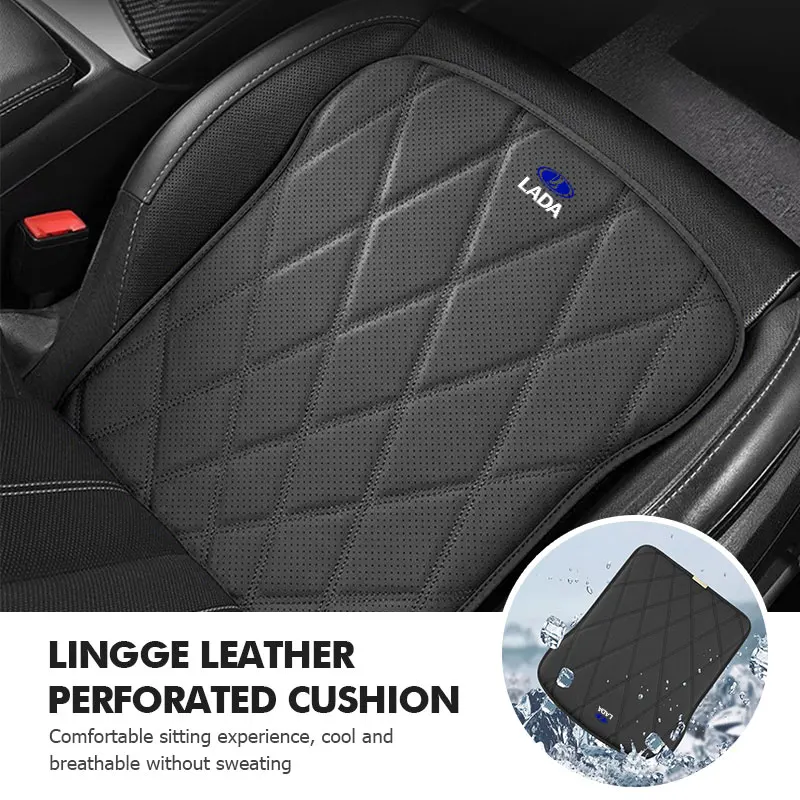 Perforated Leather Car Seat Cushion Breathable Non-slip Pad For Lada Vesta Granta Vesta Niva 4X4 Largus Vaz Samara 2110