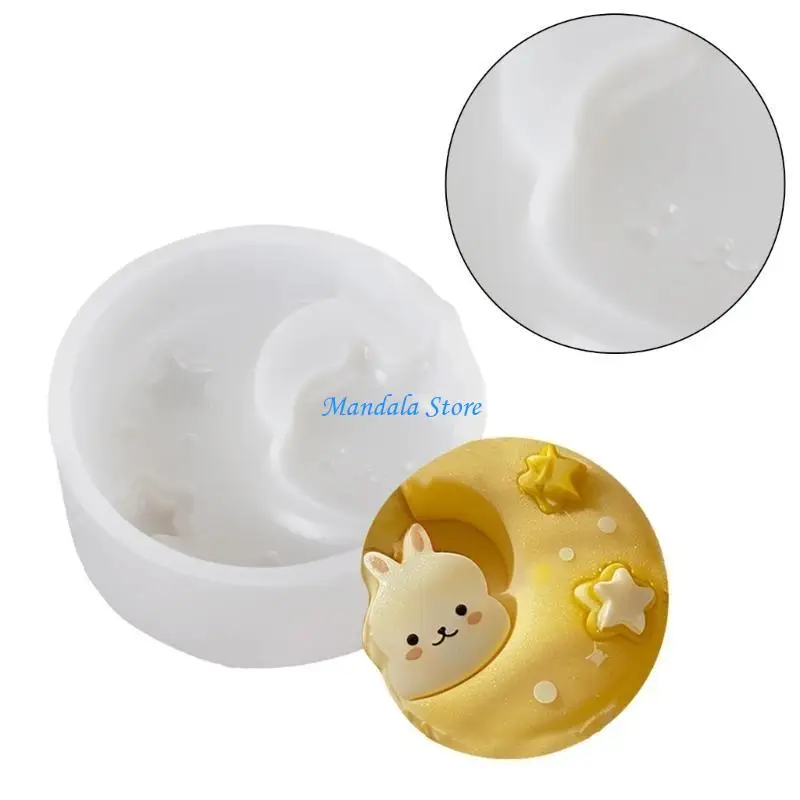 

U2JC Silicone Cake Mold Ice Skin Mooncakes Mould Moon Rabbits Shaped Pastries Mould Dessert Baking Supplies
