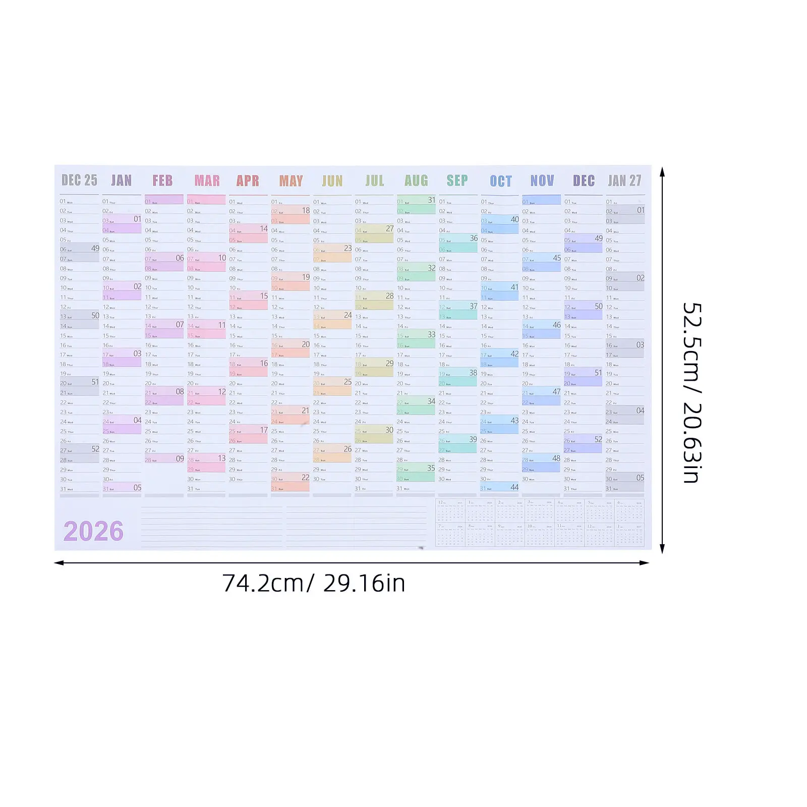2Sets Large Wall Calendar 2026 Jumbo Yearly Planner Minimalist Design Paper Calendar Wall for Family Work Events Organization
