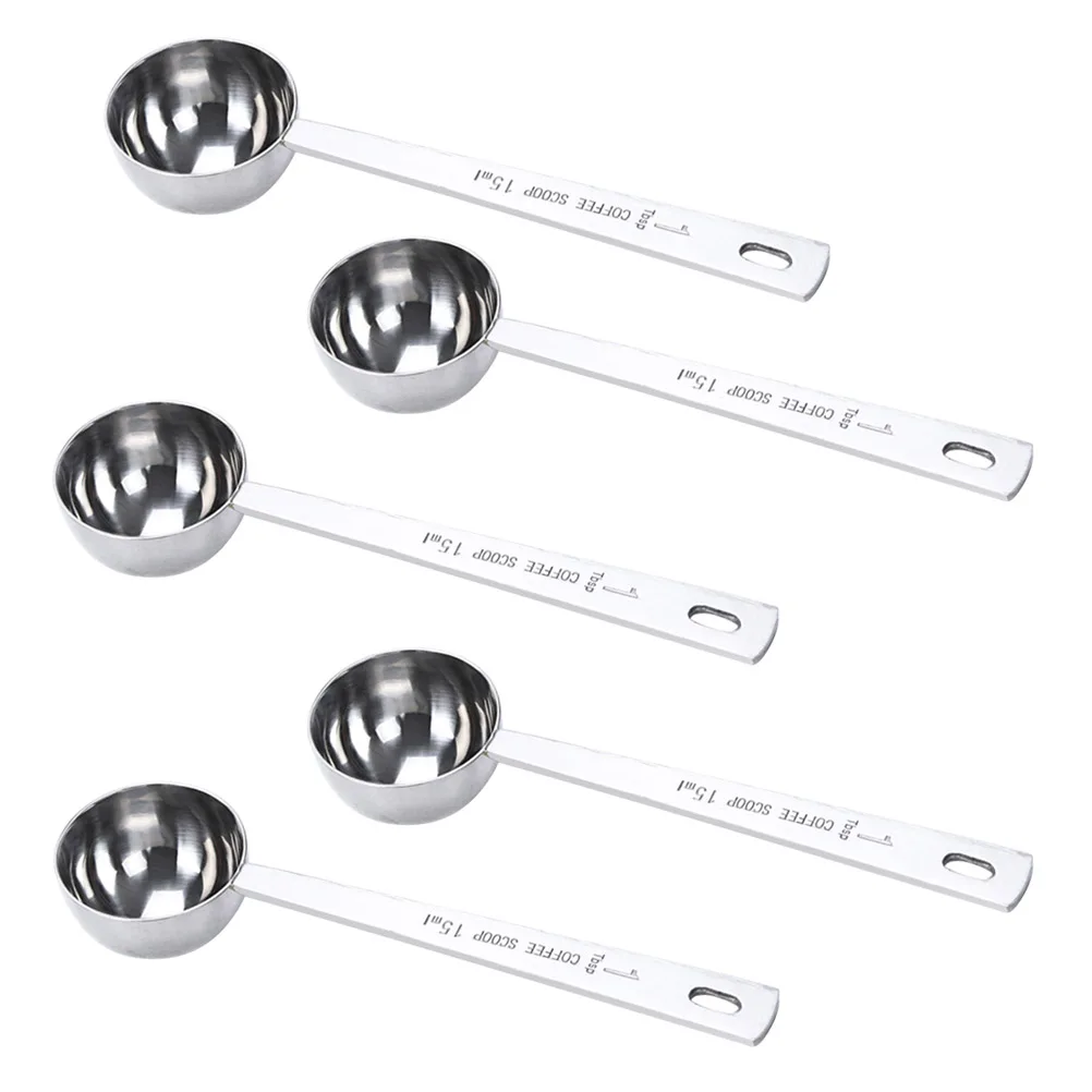 

5 Pcs Coffee Measuring Spoon Long Handle 15ML Tablespoon Scoops Stainless Steel Spoons