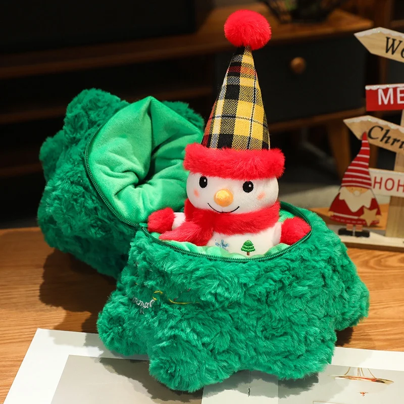 ชุดต้นคริสต์มาสคาวาอี้ ตุ๊กตาผ้าพลัฌ ของตกแต่งคริสต์มาส หมอนตุ๊กตา การ์ตูน ตุ๊กตาผ้าเนื้อนุ่ม