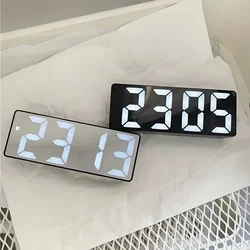 Mirror Digital Alarm Clock LED Clock Temperature Calendar Display Supply Adjustable Brightness Desk Decorations Electronics Home