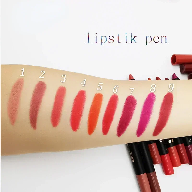 9 kleuren Matte Fluwelen Lippenstift Potlood Sexy Rode Lip Sticks Non-stick Cup Make-Up Lip Tint Potlood Cosmetica Waterdicht Langdurige