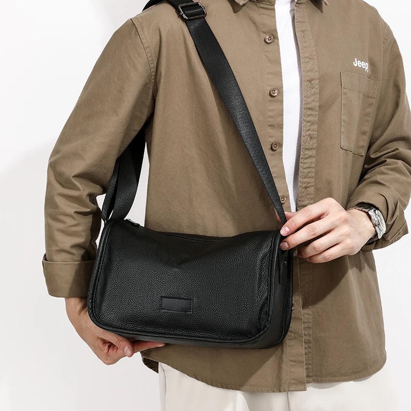 

Мужская сумка на одно плечо из натуральной кожи, модная и повседневная сумка через плечо, мужская сумка из воловьей кожи, ежедневные поездки и путешествия.