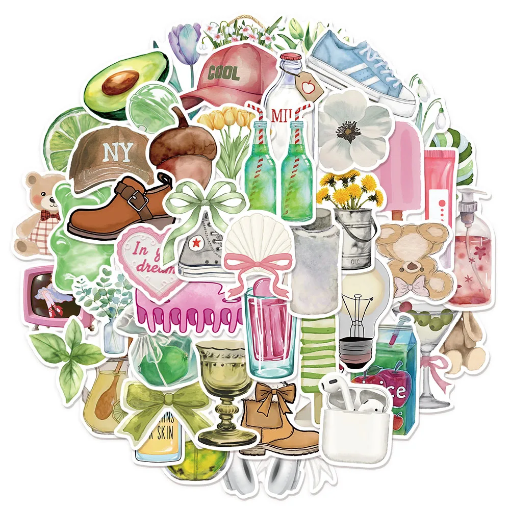 50PCS Clean Stickers Kawaii Laptop Aesthetic Graffiti Room Skateboarding Waterproof Scrapbook Phone Stickers