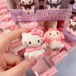 Anime Sanrio Hello Kitty Kuromi silikonowa Mini ręczna temperówka Cute Cartoon pojedynczy otwór przybory szkolne dla uczniów nagroda