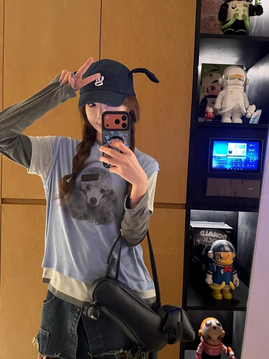 

plus Size Women's Casual Fashionable Dog Print T-Shirt Spring Summer New Style Versatile Comfortable Street Diary Top