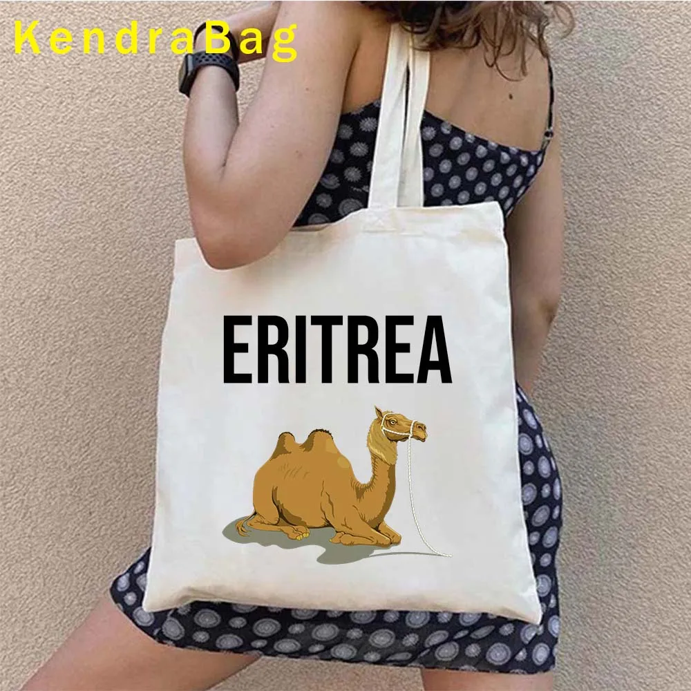 Womens Handbag Arms of Eritrea Eritrean Flag Map African Heritage Ethnic Love Canvas Shoulder Shopper Reusable Cotton Totes Bags