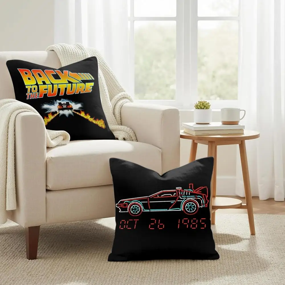 Movie B-Back To The F-Future Cushion Cover Natural Linen Organic Fabric Double-Sided Printing Sofa Home Decor Gift Pillow Case