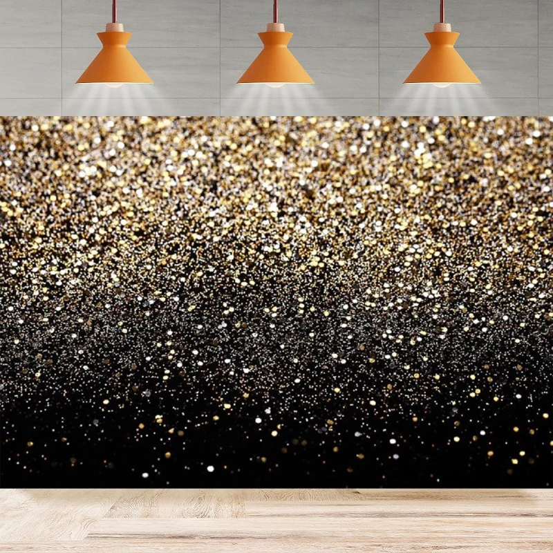 

Gold Photography Backdrop Glitter Gold Spots Bokeh Black And Gold Poster Gold Background Home Party Backdrop Wall Banner Decor