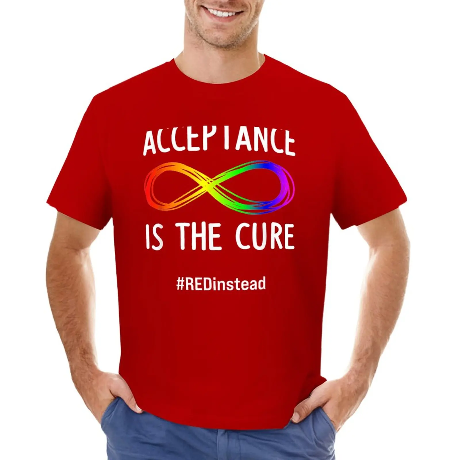 

Wear Red Instead Autism-Acceptance Shirt In April 2021 T-Shirt summer top sports fans mens t shirts pack