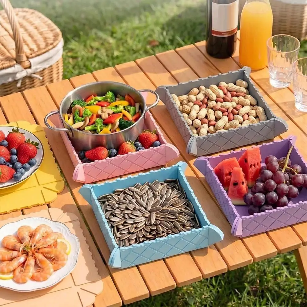 Foldable Silicone Magnetic Mat, Heat Resistant Hot Pad Waterproof Non-slip Trivet for Kitchen Dining Table And Camping Picnic
