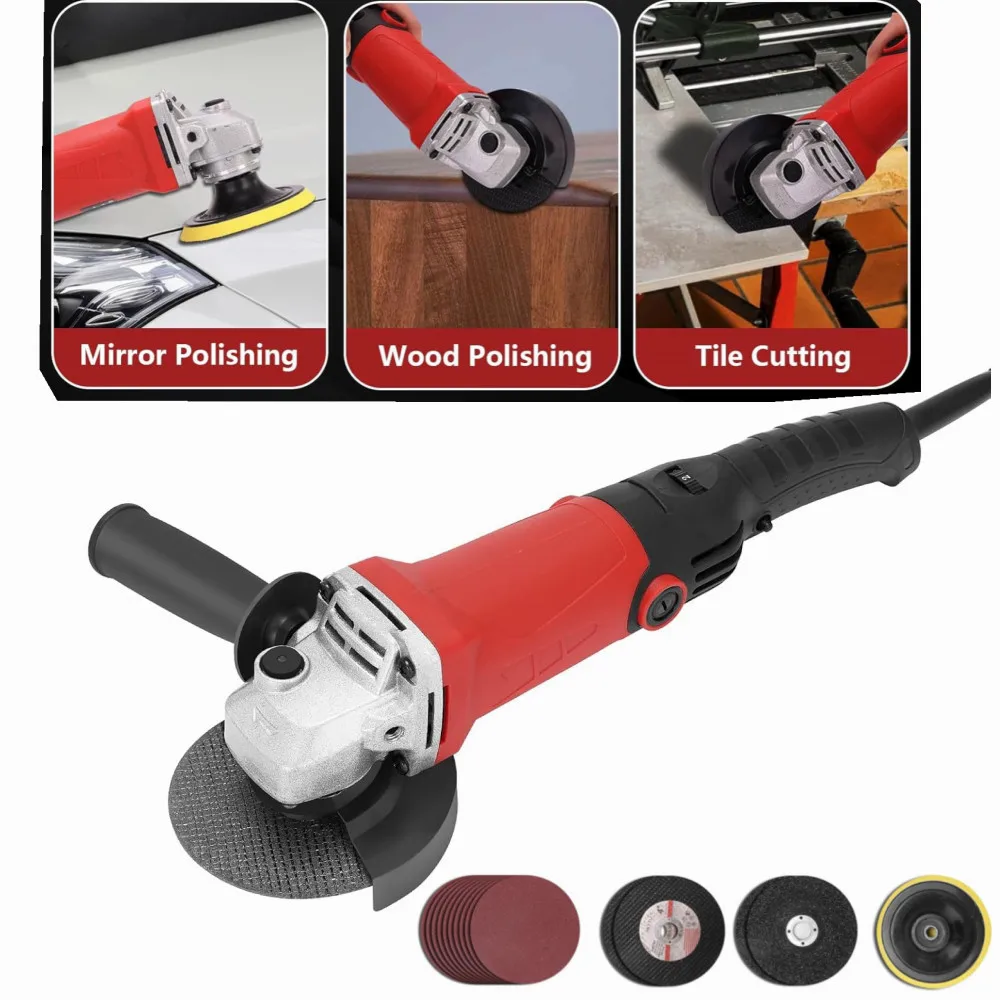 Meuleuse d'angle à 6 vitesses 1300W, outil électrique portatif 220V, Machine à polir 125mm, meuleuse pour la coupe du PVC