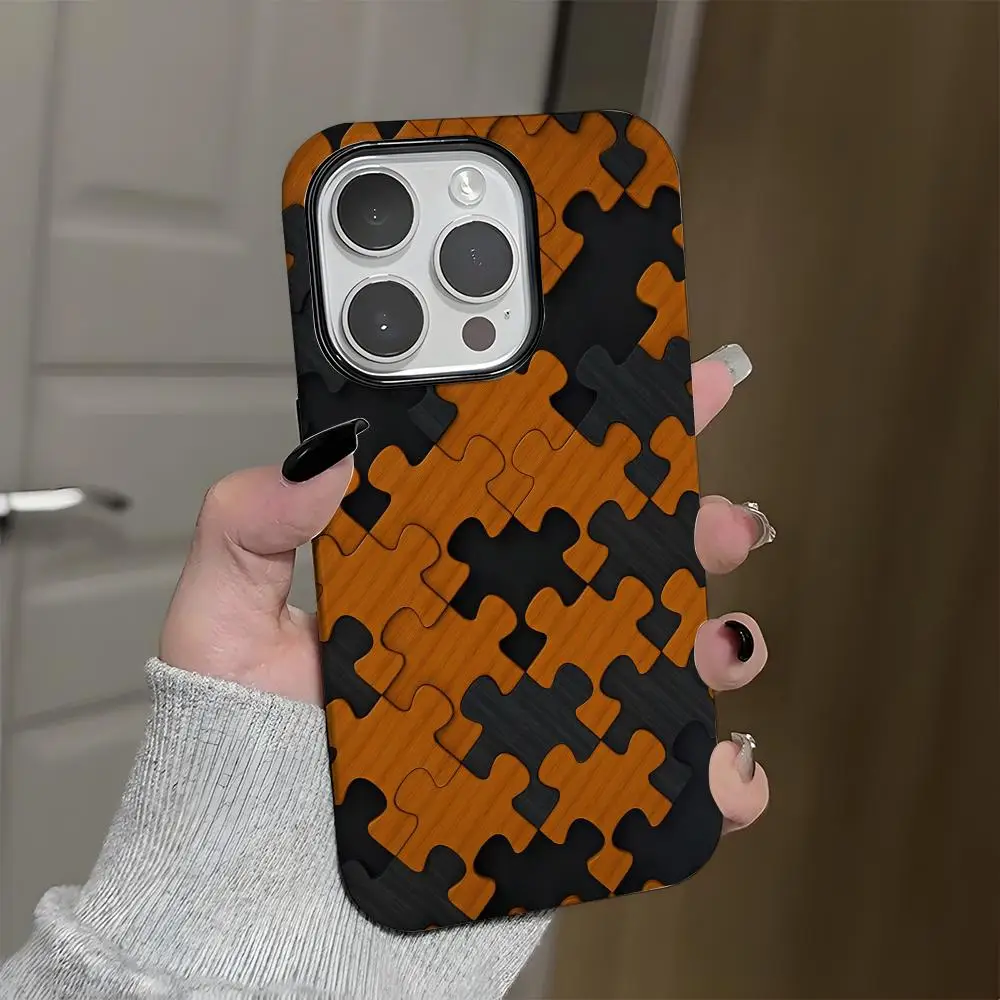 자폐증 지원 퍼즐 패턴 아이폰 17 에어 16 15 14 플러스 13 12 미니 11 프로 맥스 글로시 2 in 1 범퍼 케이스