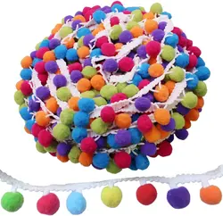 5Yards/lot Pompom Trim Rainbow Pom Pom Ribbon Lace Multicoloured Tassel Pompom Trim Ball Lace for Sewing Crafts Decoration