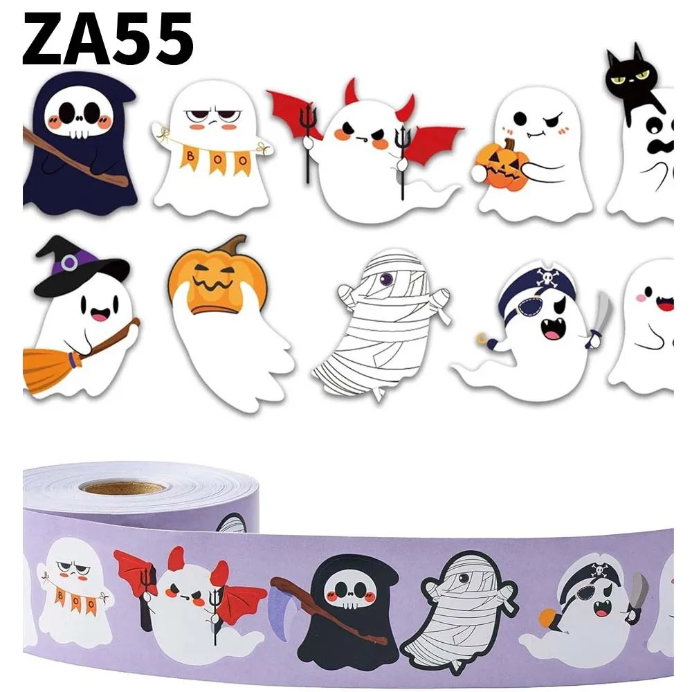 

500pcs/Roll Happy Halloween Festive Ghost Decoration Sealing Stickers DIY PVC Laptop Decals Decoration Reward Gift Toy
