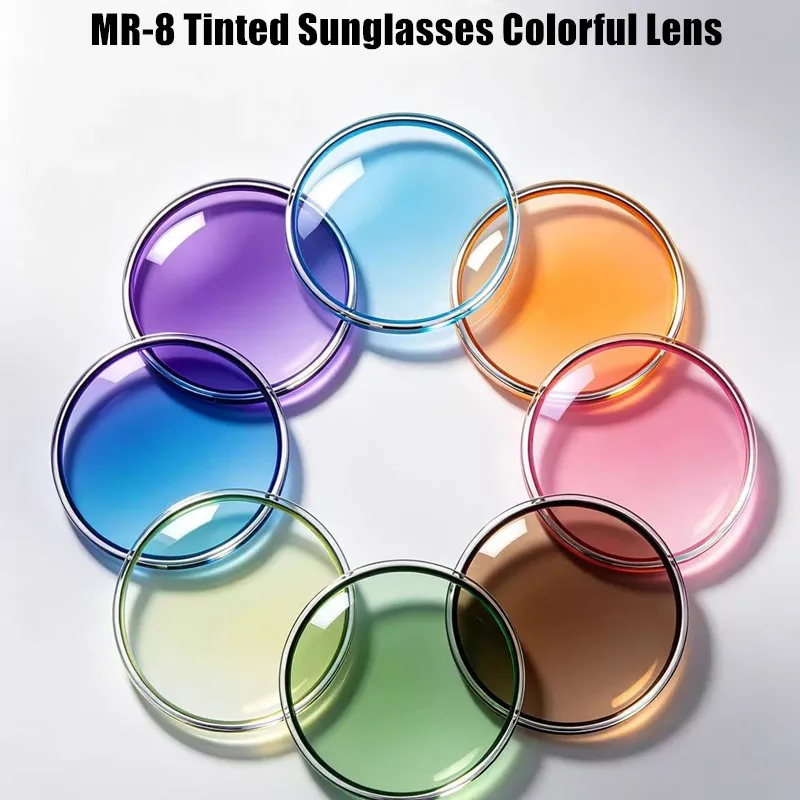 

MR-8 Tinted Customized Optical Sunglasses DIY Colors Prescription Dye Sun Lens Diopter Stained Lenses 1.56 1.61 1.67 1.74 Myopia