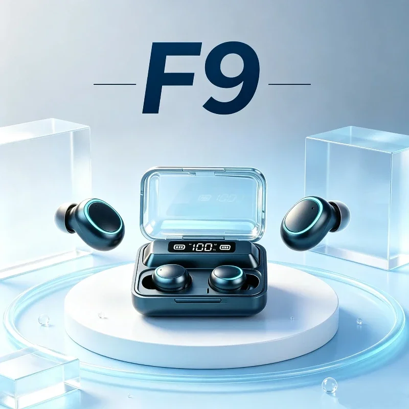 New F9 Bluetooth Headphones 9D Stereo High Bass Sport Earphones Handfree Touch Control Tws Wireless Earbuds